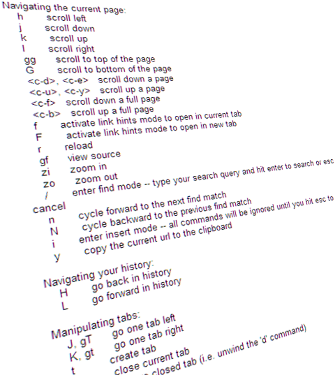 Vimium: atajos de teclado