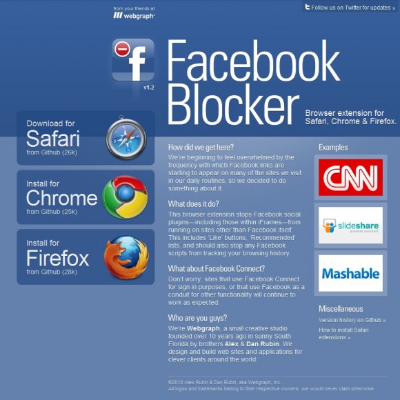 Una extensi&oacute;n para bloquear los plugins de Facebook