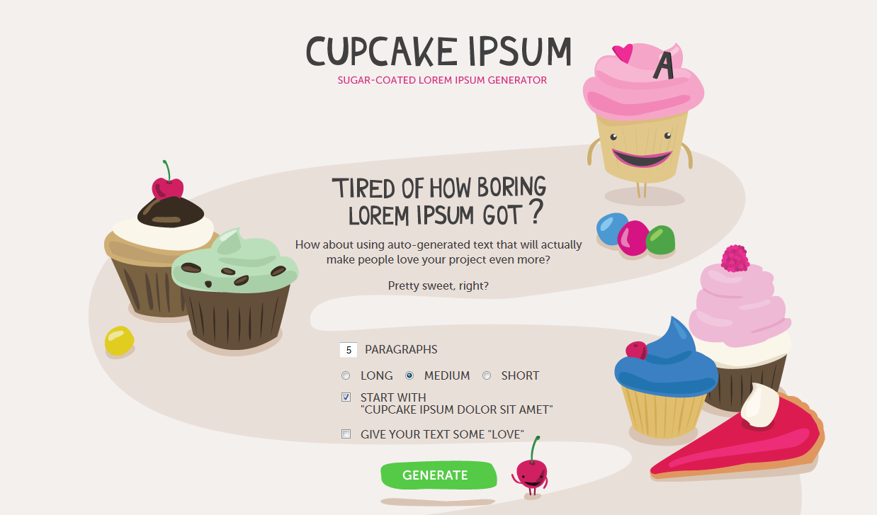 Cupcake Ipsum - Generado de texto falso